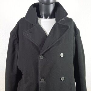 MENS KENNETH COLE REACTION DOUBLE BREASTED PEA COAT - BLACK - 2XL